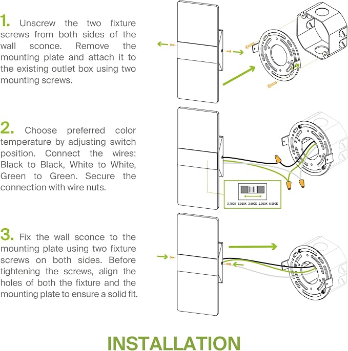 ASD 12 Inch Indoor LED Wall Sconce - 12W 2700K-5000K Dimmable Black Wall Sconce Lights for Living Room, Bedroom, Bathroom, Hallway - Modern Wall Sconces Hardwired, UL Interior Light