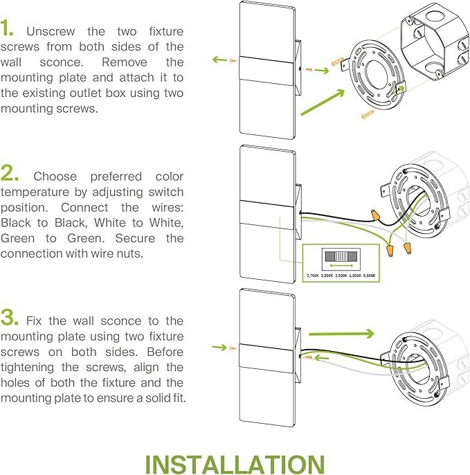 ASD 12 Inch Indoor LED Wall Sconce - 12W 2700K-5000K Dimmable Black Wall Sconce Lights for Living Room, Bedroom, Bathroom, Hallway - Modern Wall Sconces Hardwired, UL Interior Light, Set of 2