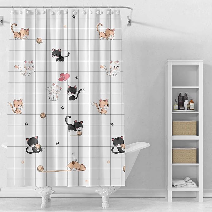 TIKABC Shower Curtain Liner, 4G PEVA Shower Liner, Plastic Peva Waterproof Shower Curtains, 72x72 inch with Grommet Holes 3 Magnetic Weights
