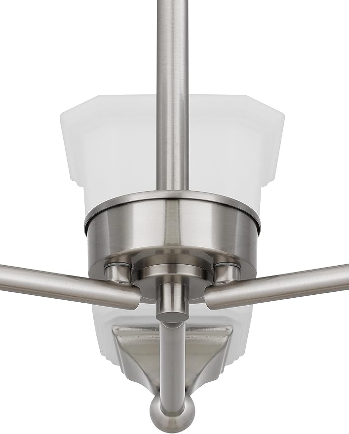 Nox 3-Light Chandelier Pendant Ceiling Light Brushed Nickle White Glass Shade Adjustable Height for Hallway, Entryway, Passway, Dining, Bedroom, Kitchen, Balcony Living Room