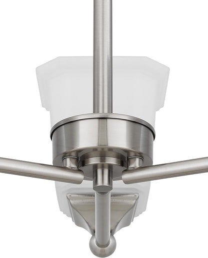 Nox 3-Light Chandelier Pendant Ceiling Light Brushed Nickle White Glass Shade Adjustable Height for Hallway, Entryway, Passway, Dining, Bedroom, Kitchen, Balcony Living Room