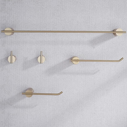 RANDOM Brushed Gold Bathroom Hardware Set 5 Pieces Include 24 inch Towel Bar 10 inch Hand Towel Holder Toilet Paper Holder Towel Hook for Bathroom,SUS304 Stainless Steel.RD96068S-5BG