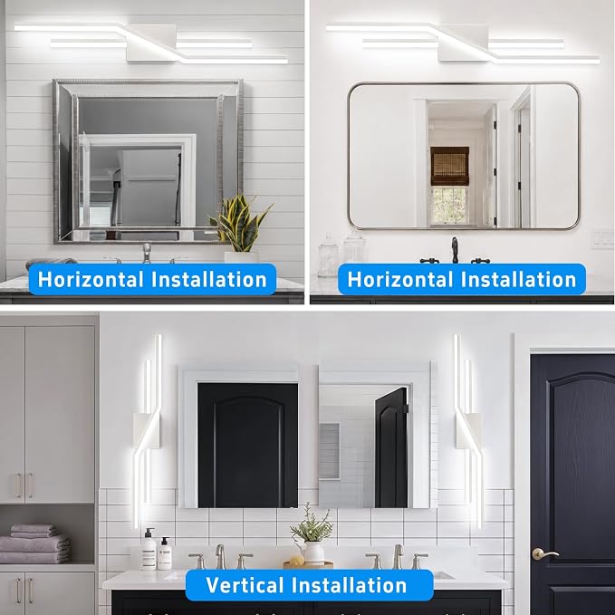 SOLFART Vanity Lights for Bathroom Dimmable Modern Brushed Nickel Bathroom Light Fixtures Over Mirror 32 Inch