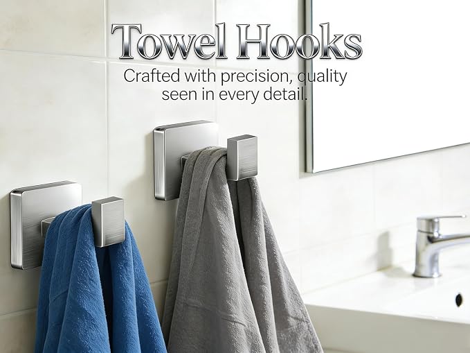 6-Pieces Bathroom Hardware Set Brushed Nickel Bathroom Accessories Set SUS304 Towel Bar Set Includes Towel Bar 24&16 Inch+Towel Holder+Toilet Paper Holder+2 Towel Hooks (6, Brushed Nickel, 24 Inch)