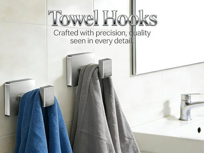 6-Pieces Bathroom Hardware Set Brushed Nickel Bathroom Accessories Set SUS304 Towel Bar Set Includes Towel Bar 24&16 Inch+Towel Holder+Toilet Paper Holder+2 Towel Hooks (6, Brushed Nickel, 24 Inch)