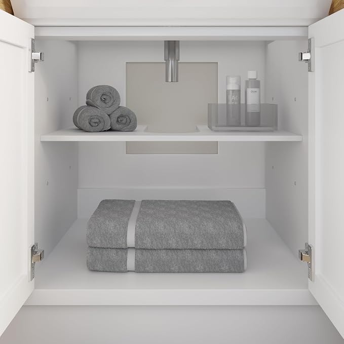 Capri III 60" Single Sink Bathroom Vanity With Stealth Organizer, Solid Wood Bathroom Cabinet with Engineered Stone Countertop & Backspalsh, Soft Closing Door & Drawer, Pre-Assembled, White
