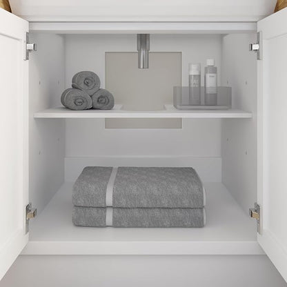 Capri III 60" Single Sink Bathroom Vanity With Stealth Organizer, Solid Wood Bathroom Cabinet with Engineered Stone Countertop & Backspalsh, Soft Closing Door & Drawer, Pre-Assembled, White