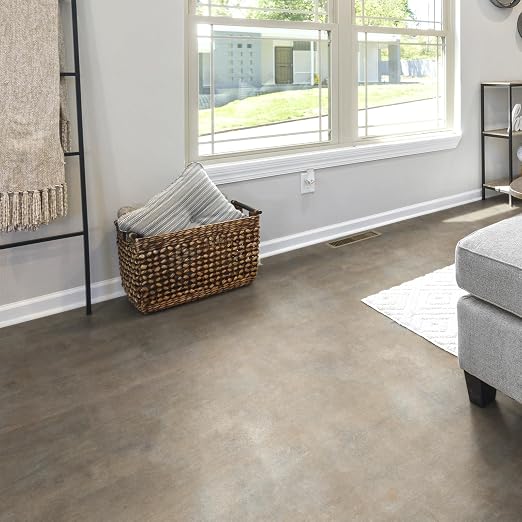 Art3d 30-Pack Peel and Stick Vinyl Floor Tiles, 12 x 12 in, Slate | Anti-Slip, Waterproof, Stain-Resistant, Simple to Clean, Durable, Premium Vinyl, Ideal for Kitchen, Dining Room, Bedrooms