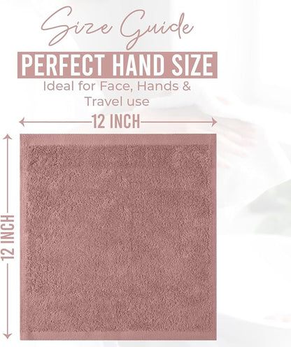 DAN RIVER 24 Pack Cotton Wash Cloths Set for Showering [12x12] Dusty Pink | Lighter Weight, Quick to Dry, Super Soft & Absorbent Face Towels, Hotel Quality, Perfect for Bathroom, Gym, Spa
