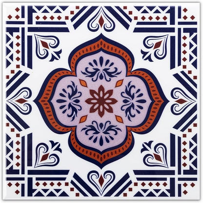 DICOFUN 32 Colorful Talavera Mexican Tile Peel and Stick Backsplash, 6" x 6" Waterproof Stick on Wall Tiles (Style 6)