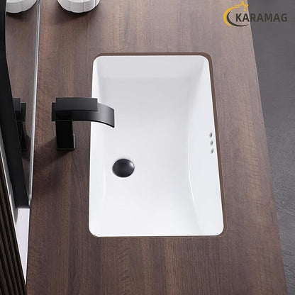 27 Inch Undermount Bathroom Sink Rectangle Undermount Sink White Ceramic Under Counter Bathroom Sinks with Overflow (27.3"x16.5")