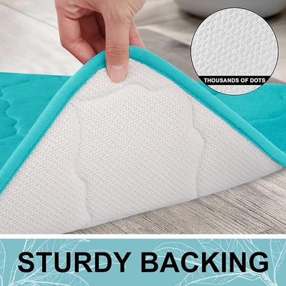 OLANLY Memory Foam Bath Mat Rug 47x32, Ultra Soft and Absorbent Bathroom Rugs, Non-Slip, Comfortable, Machine Washable Bath Carpet for Bathroom Floor, Tub, Shower and Home Decor Accessories, Teal