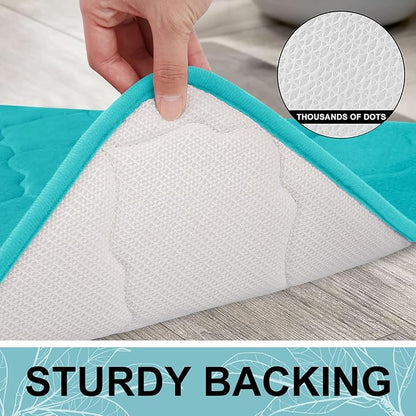 OLANLY Memory Foam Bath Mat Rug 59x24, Ultra Soft and Absorbent Bathroom Rugs, Non-Slip, Comfortable, Machine Washable Bath Carpet for Bathroom Floor, Tub, Shower and Home Decor Accessories, Teal