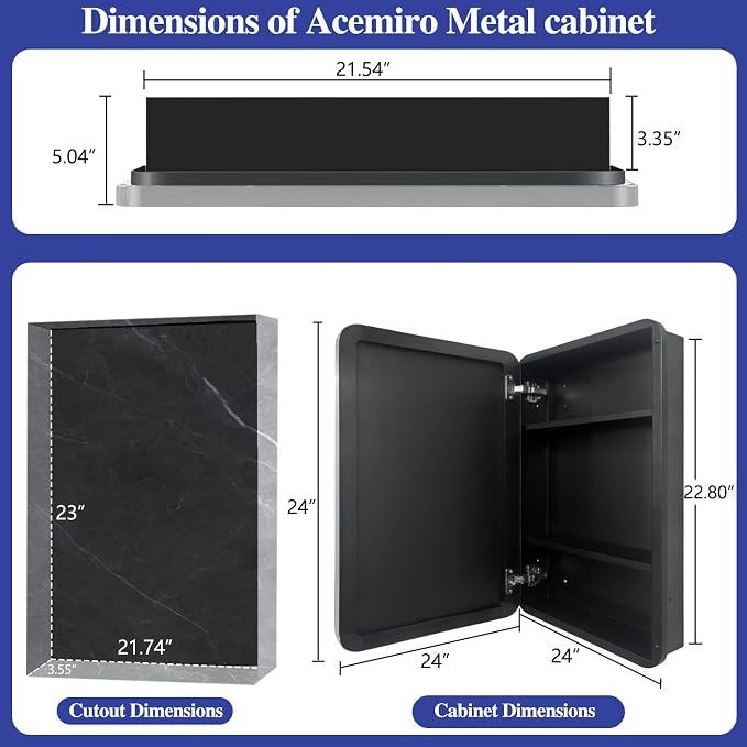 24" x 24" Bathroom Medicine Cabinet with Mirror Door, Brushed Nickel Stainless Steel Frame, Recessed or Surface Mounted,Storage Cabinet with Adjustable Metal Shelves,Upgraded Version