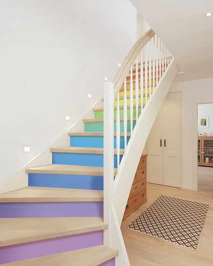 FLFK Rainbow Stair Riser Decals, Self-Adhesive Strips, Multicolor Decorative Stickers, Peel and Stick Design, Modern Style, 39.3" W x 7.08" H x 13Pcs, for Indoor Staircase Decoration