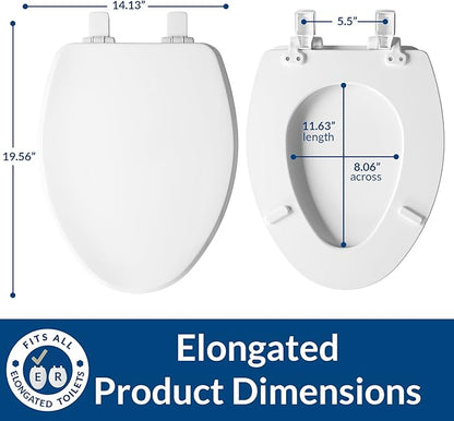 Bemis Ashland Modern Wood Toilet Seat with Decorative Edge, Slow Close, Secure Hinges, Made in USA, Elongated, White