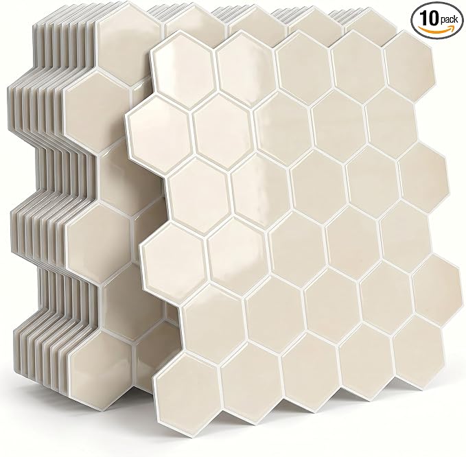 Arttown Peel and Stick 3D Wall Backsplash, 10-Sheet, 12" × 12" Cream Ivory | Subway Tile Self Adhesive Thicker Design Wall Tiles Panel Wallpaper for Bathroom Balcony Kitchen