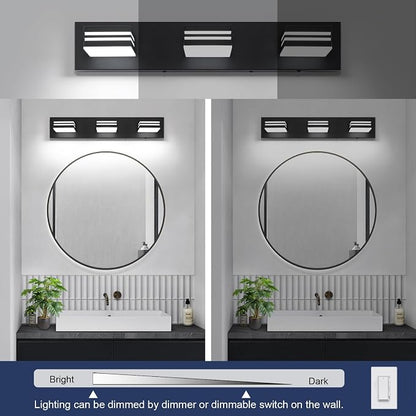 LED Modern Bathroom Vanity Light Fixtures (3-Light, 24-Inch)(5CCT, Dimmable), Matte Black Modern Bathroom Wall Lighting Fixtures Over Mirror (3000K/3500K/4000K/5000K/6000K)