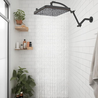 Hibbent Rain Shower Head, 13'' High Pressure Rainfall 5 Spray Mode Showerhead with 16" Shower Head Extension Arm, Brass Adjustable Shower Arm Extender, Waterfall fixed Showerheads, Oil Rubbed Bronze