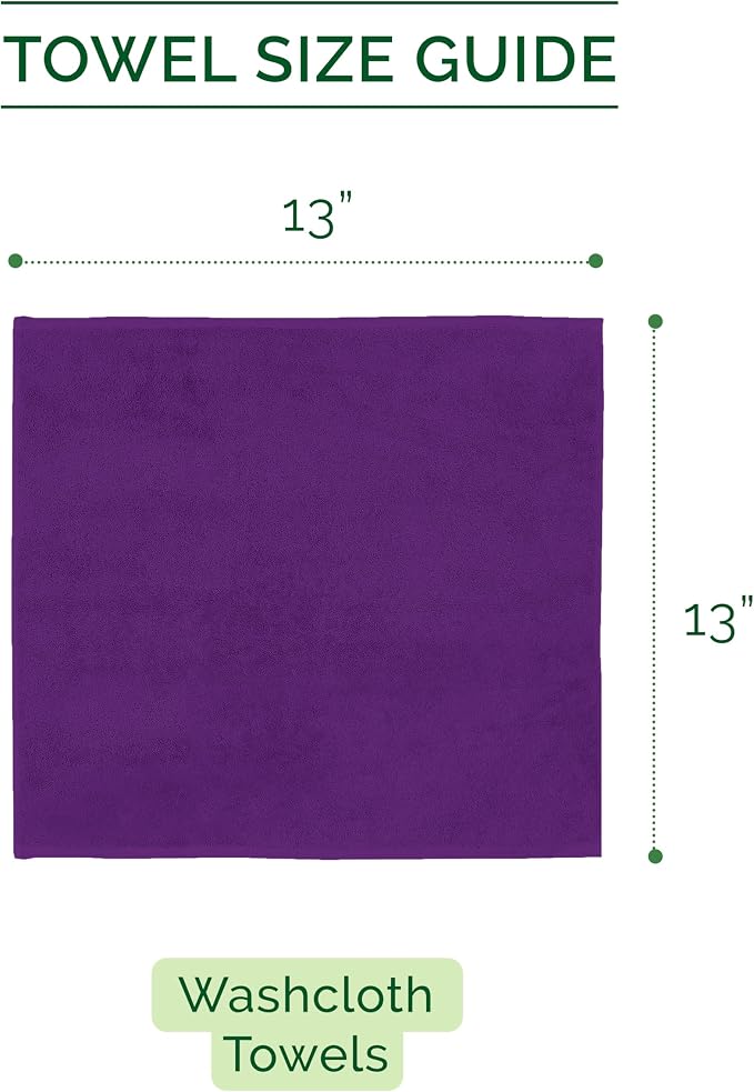 Elegant Comfort 100% Turkish Cotton Corduroy Ribbed Luxury Washcloths 6 Pack Soft 13 x 13 Inch - Higly Absorbent, Durable, Quick Dry, Spa Premium Hotel Quality for Bathroom or Travel, Purple