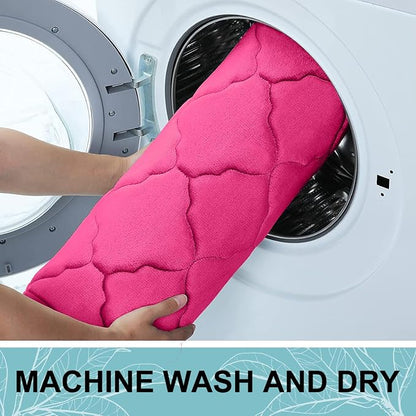 OLANLY Memory Foam Bath Mat Rug 59x20, Ultra Soft and Absorbent Bathroom Rugs, Non-Slip, Comfortable, Machine Washable Bath Carpet for Bathroom Floor, Tub, Shower and Home Decor Accessories, Deep Pink