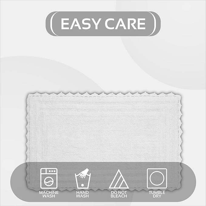 Better Trends Lilly Crochet 21x34 Reversible Bath Rugs and Bath mats for Bathroom, Luxurious 100% Cotton Bath Rug & Water Absorbent Bathroom Mat - White Bath Matt