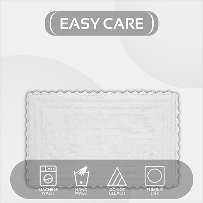 Better Trends Lilly Crochet 21x34 Reversible Bath Rugs and Bath mats for Bathroom, Luxurious 100% Cotton Bath Rug & Water Absorbent Bathroom Mat - White Bath Matt
