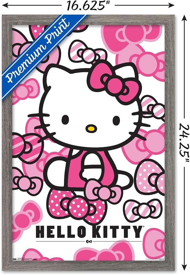 Trends International Hello Kitty - Bows Wall Poster, 14.725" x 22.375", Barnwood Framed Version