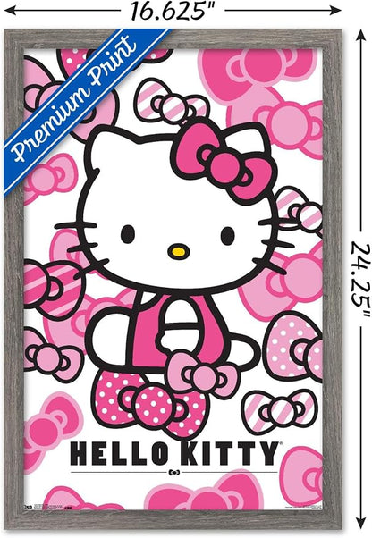 Trends International Hello Kitty - Bows Wall Poster, 14.725" x 22.375", Barnwood Framed Version