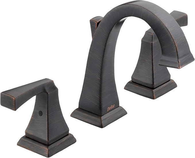 Delta Dryden Oil Rubbed Bronze Bathroom Faucet 3 Hole, 8 Inch Widespread Bathroom Sink Faucet for Vanity, Metal Push-Pop Drain Assembly, Venetian Bronze 3551-RBMPU-DST