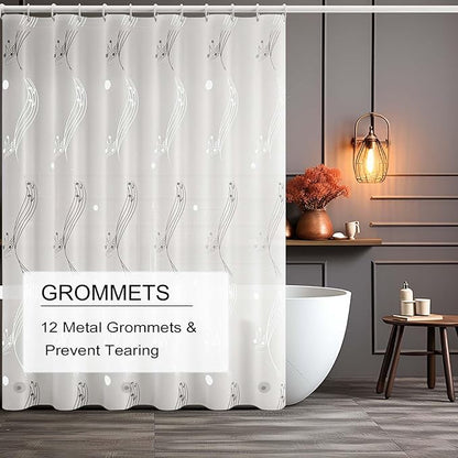 Blue Shower Curtain Liner, 4G PEVA Shower Liner, Plastic Peva Waterproof Shower Curtains, 72x72 inch with Grommet Holes 3 Magnetic Weights
