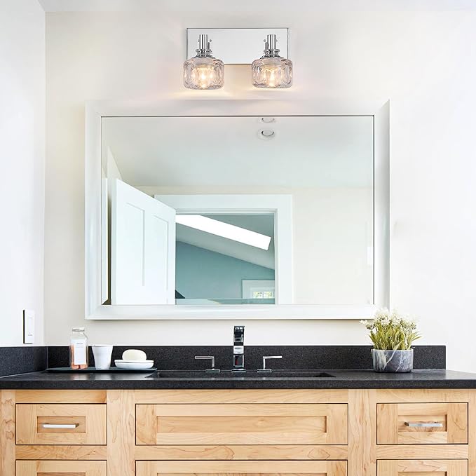 Chrome Vanity Light 2 Lights Vanity Lights for Bathroom Light Fixtures(13.3inches in Length)