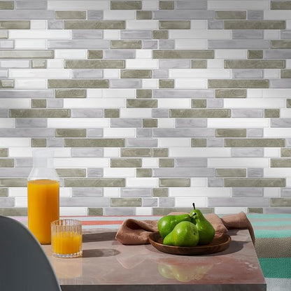 STICKGOO Peel and Stick Backsplash - 10 Sheets of 12”×12” - 3D Self Adhesive Peel and Stick Tile Backsplash for Kitchen & Bathroom