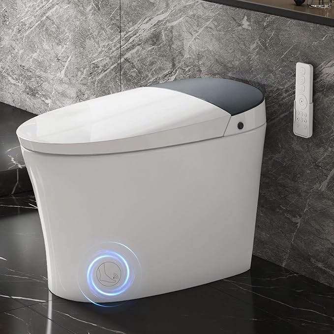 Smart Toilet with Bidet Built in, Bidet Toilet with Powerful Flush, Auto Open/close Lid, Foot Sensor Operation, Intelligent induction Heat Seat, Smart Toilet with instant Warm Water (ST-PLUS)