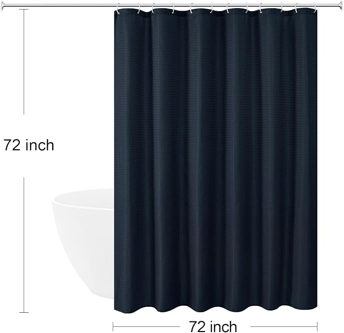 230GSM Navy Blue Shower Curtain, 72 X 72 | 230GSM Fabric Shower Curtain for Bathroom - Soft Cloth & Hotel Spa Luxury, Water Repellent, Machine Washable