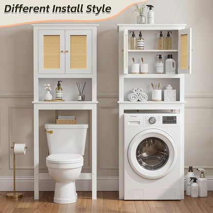 Over Toilet Storage Cabinet with Barn Door & Adjustable Shelves | 24 Inch Wide Bathroom Organizer, Space-Saving, Sturdy Wood, Anti-Tipping, Easy Assembly, for Restroom, Laundry, Small Spaces