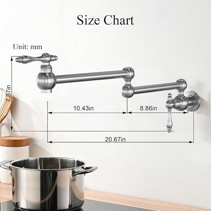 Faucets with Wall Mount Double Joint Swing Arms - Leak Free Design with High-Flow Aerators - Retractable & Folding for Space Saving