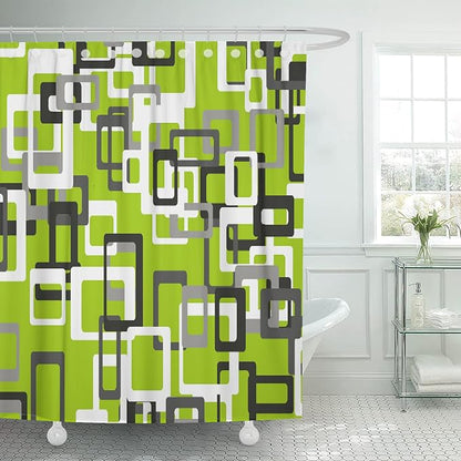 Shower Curtain, for Bathroom Decor 72 x 72 Inch, Modern Lime Green | Black Gray White Waterproof Polyester Fabric Shower Curtains Set with Hooks