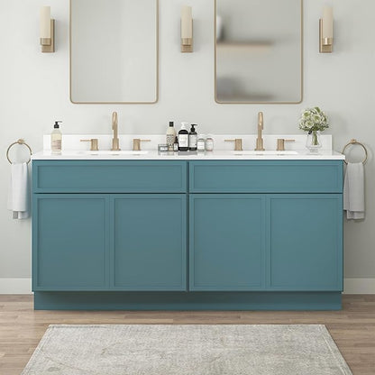 Vanity Art 66 Inch Bathroom Vanity Base Cabinet Double Sink Top (Without Sink), Soft Closing Door, Storage Unassembled Cabinet, Green, 2ea 33 Inch Cabinet Combo