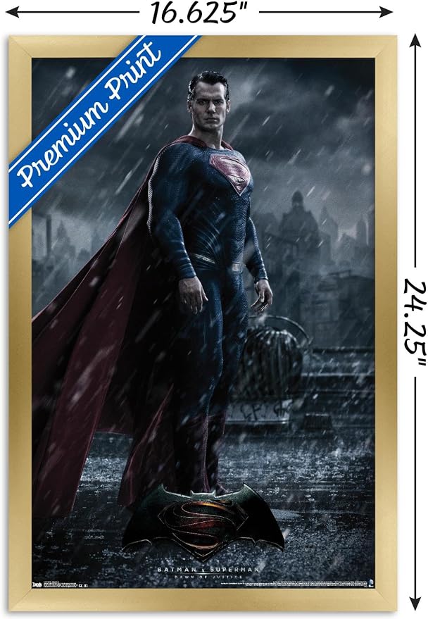 Trends International DC Comics Movie - Batman v Superman - Superman Wall Poster, 14.725" x 22.375", Gold Framed Version