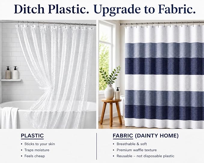 Dainty Home Ombre Waffle Weave Shower Curtain (Navy)