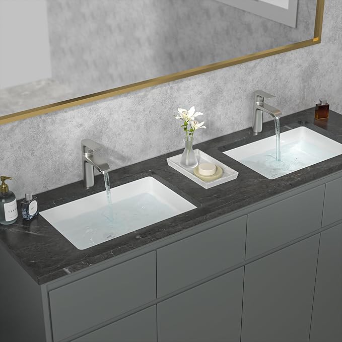 Sarlai Undermount Bathroom Sink - 20.5 x 14.5 inch Rectangular White Ceramic Vessel Sink with Overflow, Modern Vanity Art Basin, Interior Bowl Size 18.3" x 12.3"