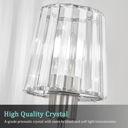 Brushed Nickel Vanity Lights 3-Light Crystal Bathroom Light Fixtures | Modern Bathroom Vanity Light E26 Wall Light over Mirror (Exclude Bulb)