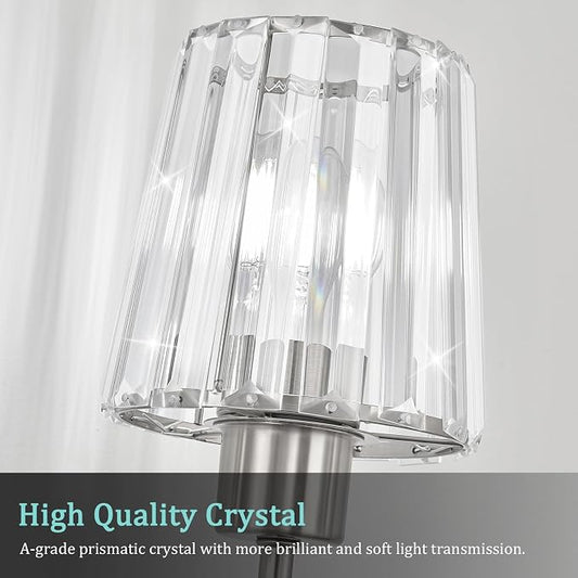 Brushed Nickel Vanity Lights 3-Light Crystal Bathroom Light Fixtures | Modern Bathroom Vanity Light E26 Wall Light over Mirror (Exclude Bulb)