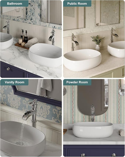 BWE Vessel Sink Faucet Waterfall Tall Chrome Bathroom Faucet | Single Handle 1 Hole Brass Countertop Lavatory Vanity Mixer Tap with Pop Up Drain and Supply Lines for RV Bar No Overflow