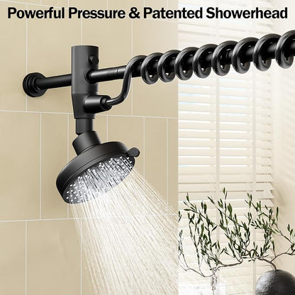 Dual Shower Head with Original Adjustable Slider, Double Showerhead, Black | High Pressure, Two People, 2 Showerhead System for Couples, Renter-Friendly, SPA-Like, Bathroom Gift for Women Men