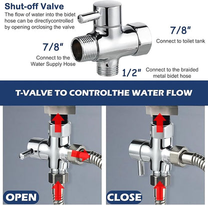 Handheld Bidet Sprayer Toilet Kit - Water Tank Hook and 59in ABS Flexible Telescopic Shower Hose