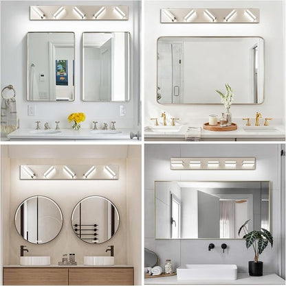 Bathroom Lights Fixtures Over Mirror, 360°Rotate Modern LED Vanity Lights for Bathroom, 40W Dimmable & High CRI Acrylic Wall Lighting, No Assembly Required (Brushed Nickel, 5-Light, 30 Inch)