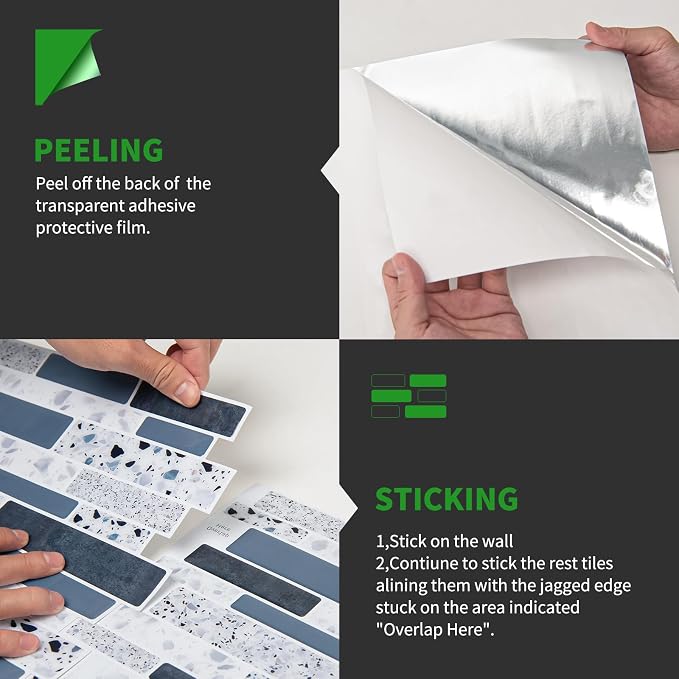 LONGKING Peel and Stick Backsplash Tile for Kitchen, Stick on Tile on Wall, Bathroom | Peel and stick backsplash, self-adhesive wall tile, waterproof, kitchen bathroom wall