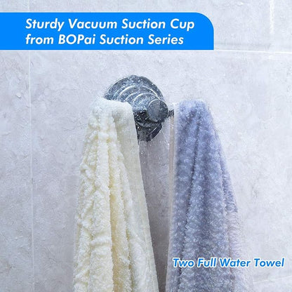 BOPai Stylish Suction Cup Hooks for Shower, Chrome | Repositionable & Powerful Vacuum Suction
